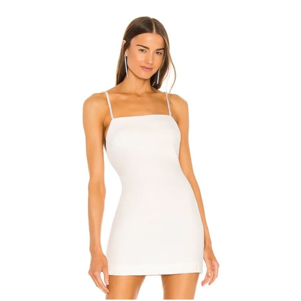 NBD Hollywood & Vine Mini White Dress Medium Strappy Party Going Out Square Neck
